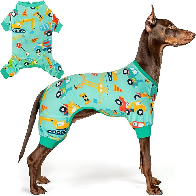 KYEESE Velvet Dog Pajamas for Large Dogs Soft Onesie Shirt, Vehicles | 4-Way Stretch, Lightweight & Breathable, Reduces Shedding, Gentle on Sensitive Skin, Recovery Support, Easy Potty Breaks