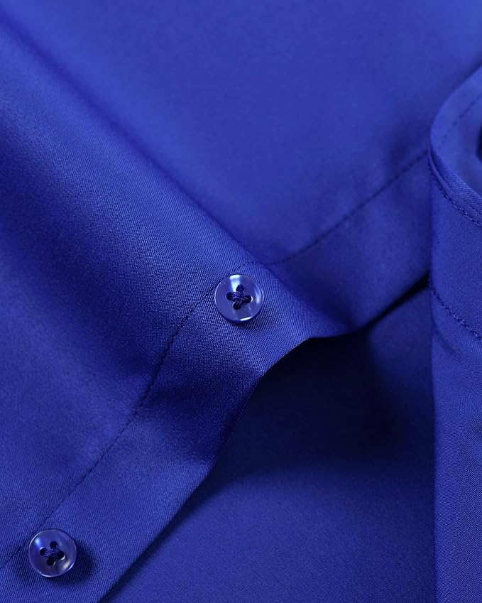 J.VER Men's Dress Shirts Solid Long Sleeve Stretch Wrinkle-Free Formal Shirt Business Casual Button Down Shirts