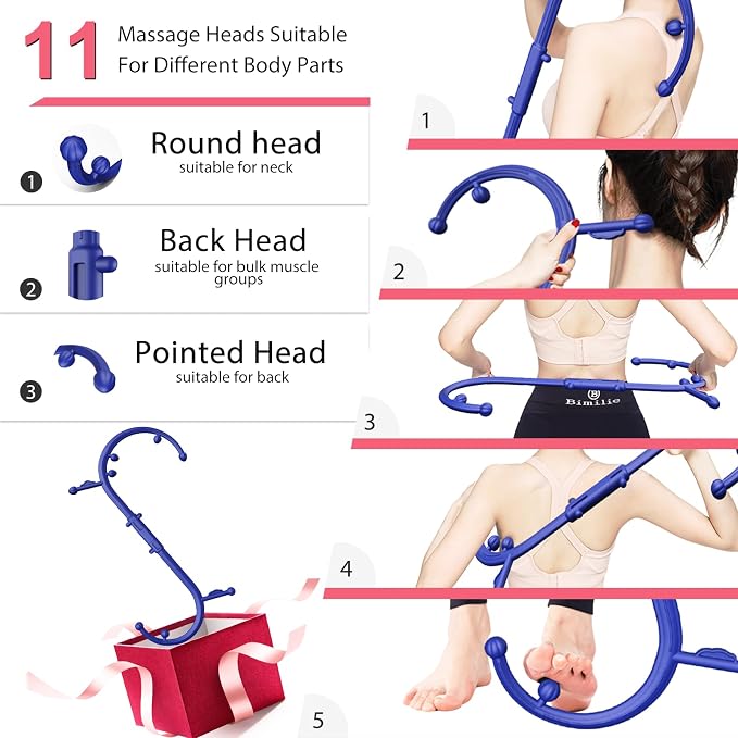 Back Massager for Pain Relief Deep Tissue - Trigger Point Cane,Massage Stick for Pain Relief,Muscle Release Tool Self Hook Cane for Women & Men(Blue)