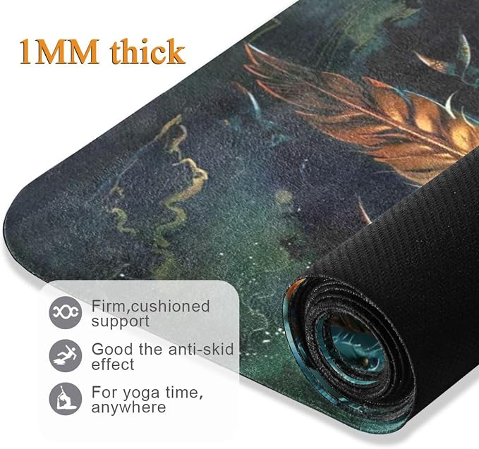 Skull Yoga Mat for Women Men 71" x 26" Non Slip Exercise & Fitness Mat 1mm Thick Workout Mat for Yoga, Pilates, Come with Storage Bag