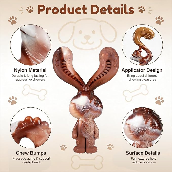 Indestructible Dog Toys for Aggressive Chewers, Tough and Durable Chew Toys for Large Medium Dogs, Interactive Dog Chew Toys to Keep Them Busy (B Squirrel)