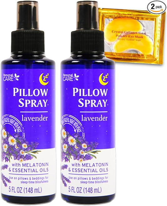 Lavender Pillow Spray for Aromatherapy- Bundle with 2 Lavender Pillow Spray Bottles with Essential Oils Plus Eye Mask | Essential Oil Sleep Time Bedding Mists