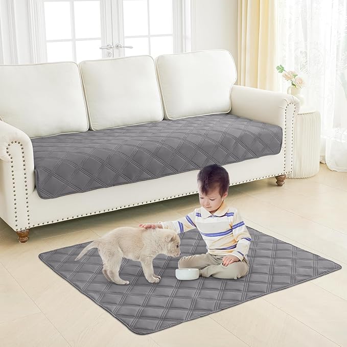 Smiry Waterproof Dog Bed Cover, Reversible Pet Blanket for Sofa Couch | Soft Washable Dog Blanket, Leakproof Couch Cover for Dogs Cats & Furniture Protection, 40x50, Grey/Dark Grey