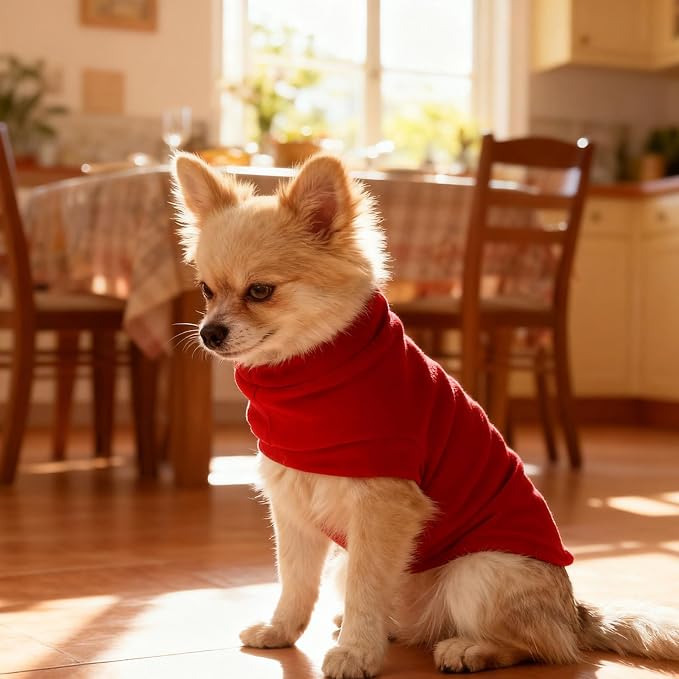 Cat Sweater Warm Fleece Pet Clothes for Cats Only | Soft Cat Vest Puppy Hoodie Coat, Fall Cold Winter Sweatshirt Pullover Clothing also for Small Dogs, Red L