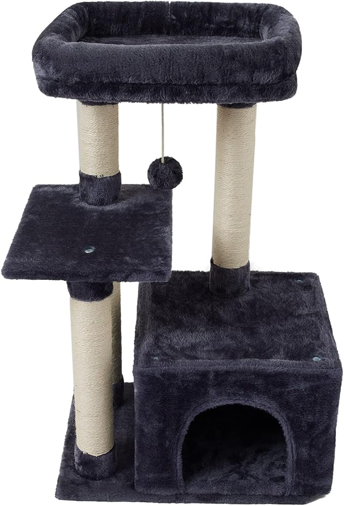 Cute Cat Tree Kitten Cat Tower Condo Cat Furniture Sisal Scratching Posts D | FISH&NAP For Indoor Jump Platform Activity Center Play House Dark Gray
