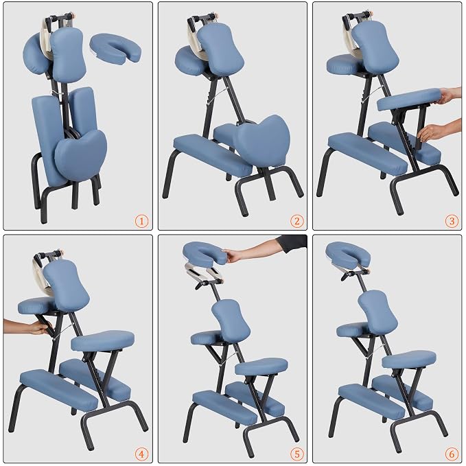 Nova Microdermabrasion Portable Massage Chair Foldable Tattoo Therapy Chair 4 Inches Thickness Sponge Face Cradle Spa Salon Massage Chair (Blue)