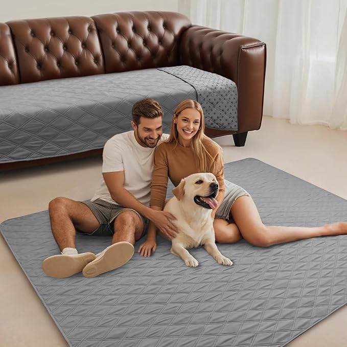 Luciphia Waterproof Couch Cover for Dogs, Non-Slip Pet Sofa Protector | Non-slip waterproof couch cover scratch-resistant machine washable protects sofa bed from spills fur, Light Grey, 82" x 120"