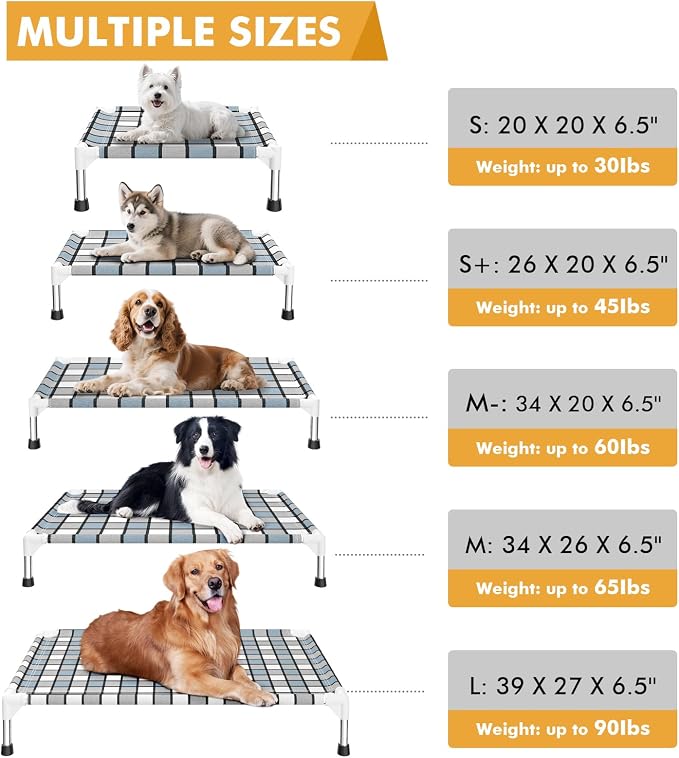 Caghash Elevated Outdoor Raised Dog Bed, Lifted Dog Cot for Large Pet | Breathable Fabric Dog bed for Indoor & Outdoor, Stainless Steel, Anti-Slip Pet Bed