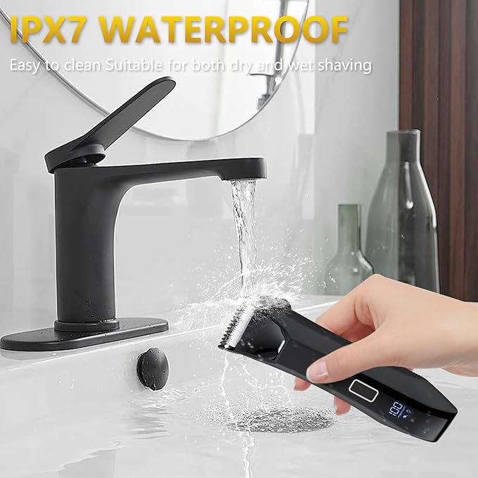 Bomic Manscape 3-in-1 Body Trimmer for Men, Groin, Pubic & Ball Hair Shaver No-Nick, Nose Hair Trimmer, Body Groomer for Smooth Shaving, Lightweight with Travel Lock, LED Display, IPX7 Waterproof