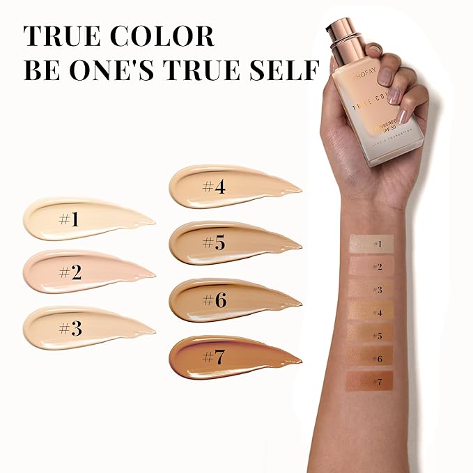PHOFAY Matte Sunscreen Liquid Foundation SPF 30 (1.02 fl oz) - Long-Wearing Oil-Control, Concealing & Non-Greasy Buildable Coverage, Suitable for Most Skin Types, Daily & Outdoor Use (02#)