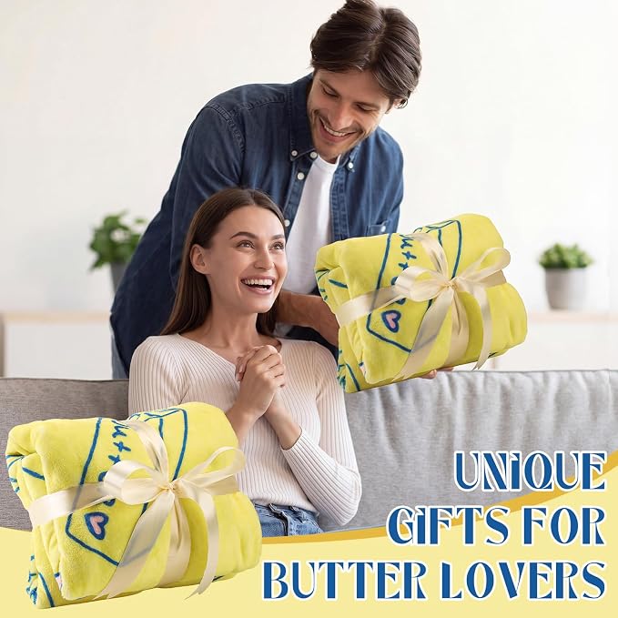 50'' x 60'' Butter Stick Throw Blanket Butter Gift | Funny Meme Gifts for Women Men Plush Warm Room Decor for Sofa Couch Bed Bedroom Camping