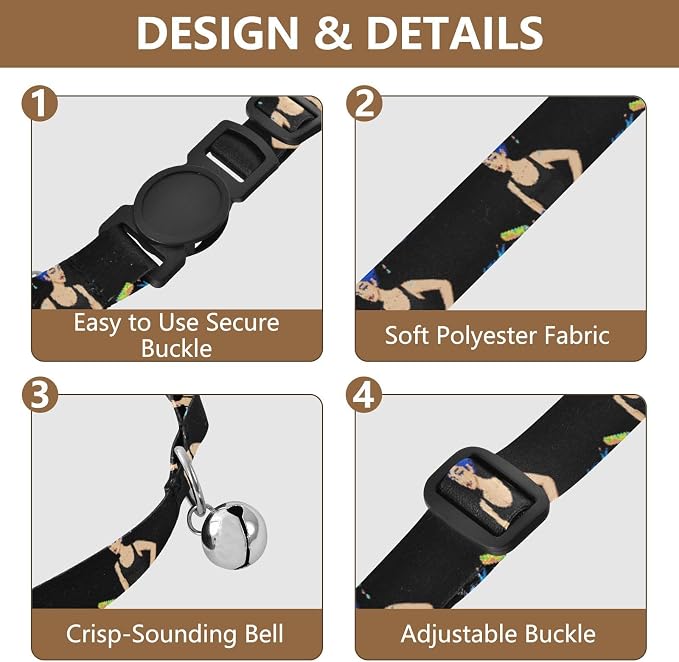 2 Pack Cat Collars Tank Black Blue Dog Collar with Bell, Adjustable Length 10.6" to 17.1"