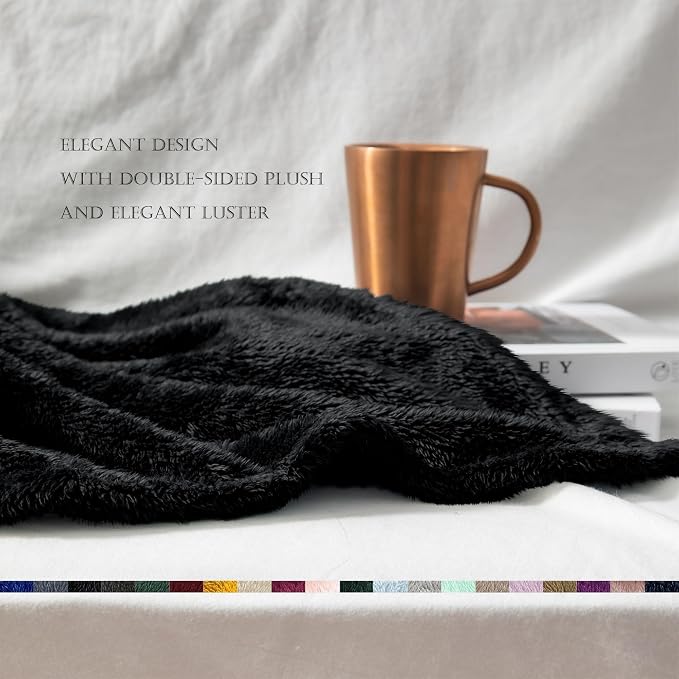 Exclusivo Mezcla Fuzzy Plush Fleece Bed Blanket Twin XL Size, Black | 90x66 Inches, Super Soft and Cozy Bed Blanket, Fluffy Blanket for Bed, College Dorm Room Essentials, All Season
