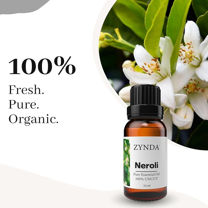 Neroli Essential Oil – 100% Pure & Natural | Organic Neroli Oil for Skin & Face | Uncut • Raw • Very Potent Essential Oils for Skincare, Aromatherapy & Daily Glow - 10ML