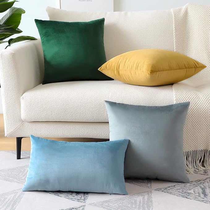 Artscope Luxury Velvet Pillow Covers Super Soft Decorative Square Throw Pillow Covers Case Cushion Covers for Sofa Couch Bedroom Car Decor 16x16 Inch Army Green