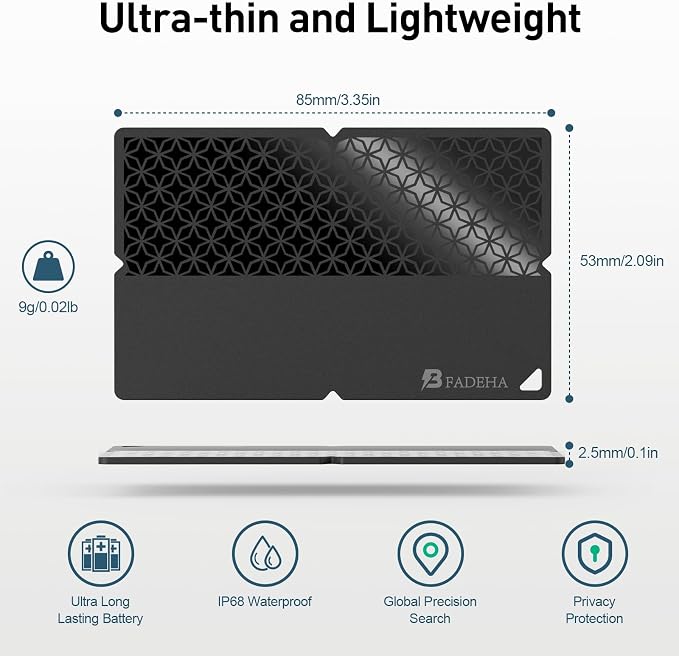 2026 Apple MFi Certified Wallet Tracker Smart Card for Find My | Ultra Thin Air Tracker Tag for Travel, 5 Years+ Staying Power, IP69 Waterproof, Key Finder & Item Locator for Bags, Passport