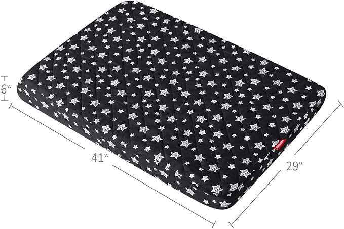 Waterproof Dog Bed Covers Replacement Lovely Black Star Print, 29x41 Inches | Washable Pet Hair Easy to Remove, Noiseless Quilted Puppy Pet Bed Cover, for Dog/Cat, Cover Only