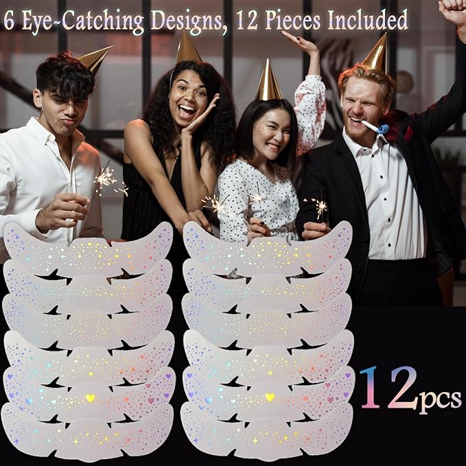 Glitter Freckles, 24PCS Glitter Freckles Face Tattoo, Sparkle Freckles for Women, Waterproof Gold Temporary Face Tattoos Glitter Glow Up Patches Makeup Patches (Holographic 12pcs)