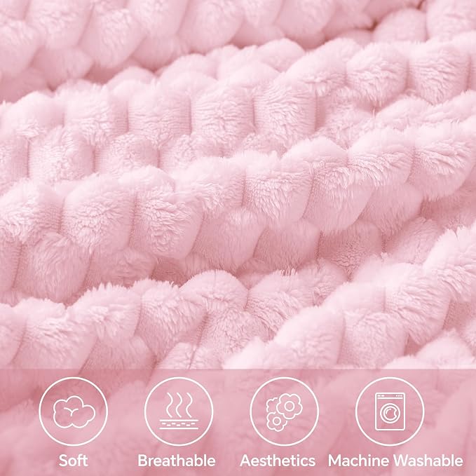 BEDELITE Throw Blanket for Couch, Soft Cozy Gifts for Women, Cherry Blossom | 3D Jacquard Decorative Fleece Blanket, Super Soft Plush Throw, Cute Birthday Gift for Women, Suitable for All Seasons, 50*60