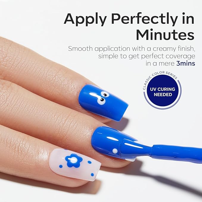 modelones Blue Gel Nail Polis Paulina Lapis Cobalt Blue Color 4th of July Gel Polish Soak Off UV LED Nail Art Manicure 15 ML
