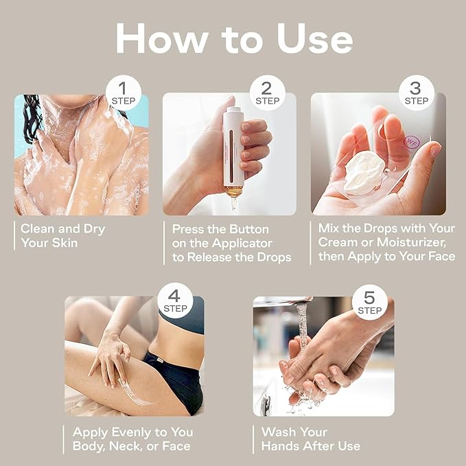 Self Tanning Drops Kit with Mixing Palette – Made in Korea with Natural Ingredients, Aloe Leaf Juice & Hyaluronic Complex Face & Body Non-Toxic, Fragrance-Free, Sunless Bronzing Glow (white)
