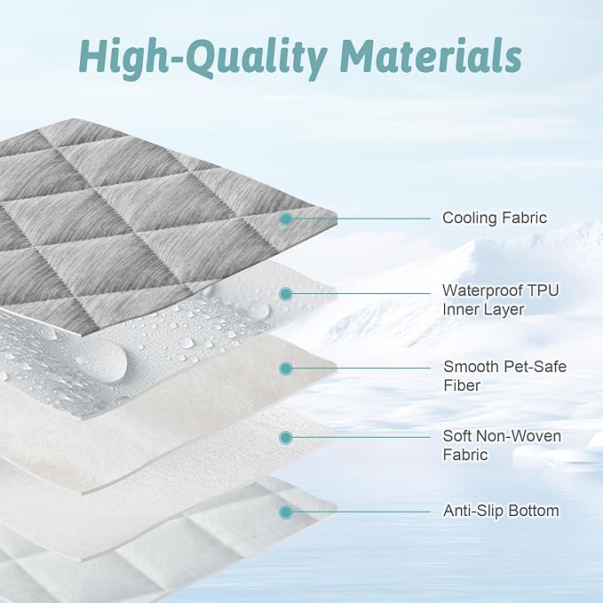 COZY KISS Dog Cooling Mat 82"x102" Q-Max>0.4, Extra Large Waterproof Cooling Dog Bed Cover, Leakproof Non-Slip Pet Mat, Furniture Protector Washable Cooling Blanket for XL Dogs, Sofa Cover(Gray)