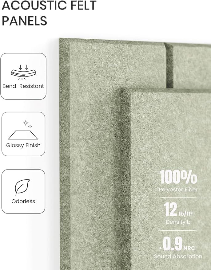 Fluxynara Felt Bulletin Board & Cork Board Alternative, Sage | 48" x 36" Pin board, Removable Adhesive Tabs, Easy Install Without Wall Damage, For Home Office Decor