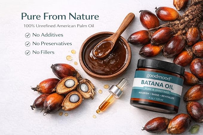 GOODMOOD Batana Oil 100% Pure & Unrefined - Raw Batana Oil for Hair & Skin - Natural Hair Oil, Deep Moisturizing Conditioner, Natural Conditioner for Dry Hair, Skin & Body Oil - 4 oz