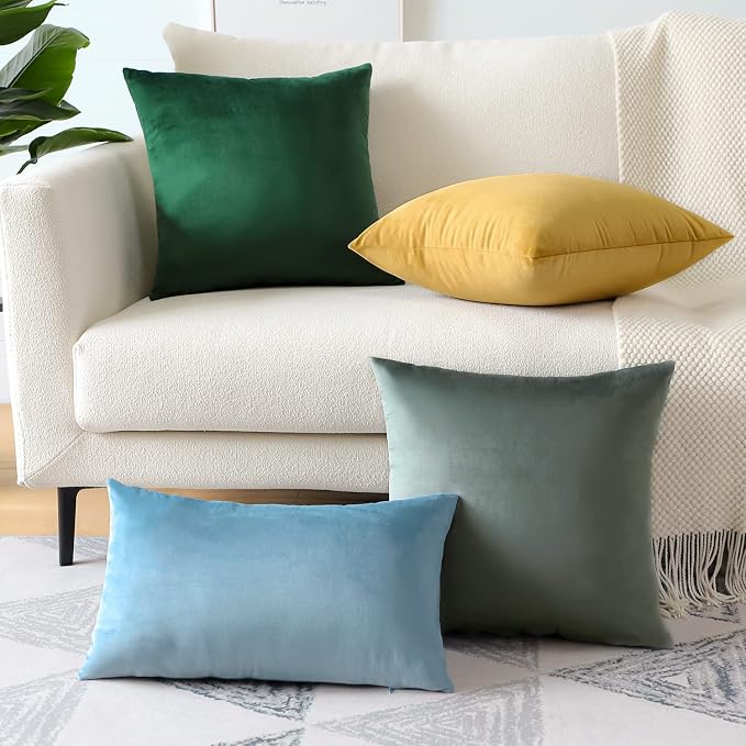Artscope Luxury Velvet Pillow Covers Super Soft Decorative Square Throw Pillow Covers Case Cushion Covers for Sofa Couch Bedroom Car Decor 26x26 Inch Dark Grey