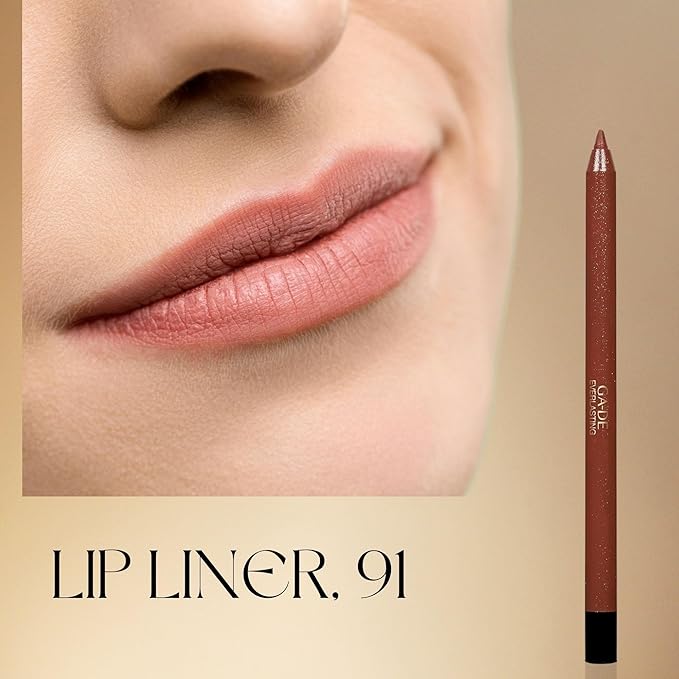 GA-DE Everlasting Lip Liner, 91 - Automatic Pencil with Retractable Tip - Smudge-Resistant - Enriched with Vitamin E and Antioxidants - 0.01 oz