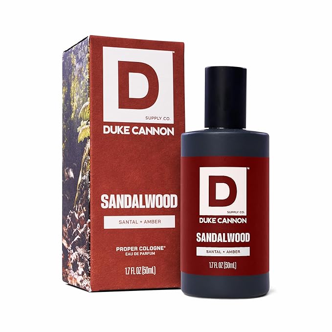 Duke Cannon Proper Cologne for Men, Sandalwood (Santal + Amber), Long-Lasting Eau de Parfum, 1.7 fl oz