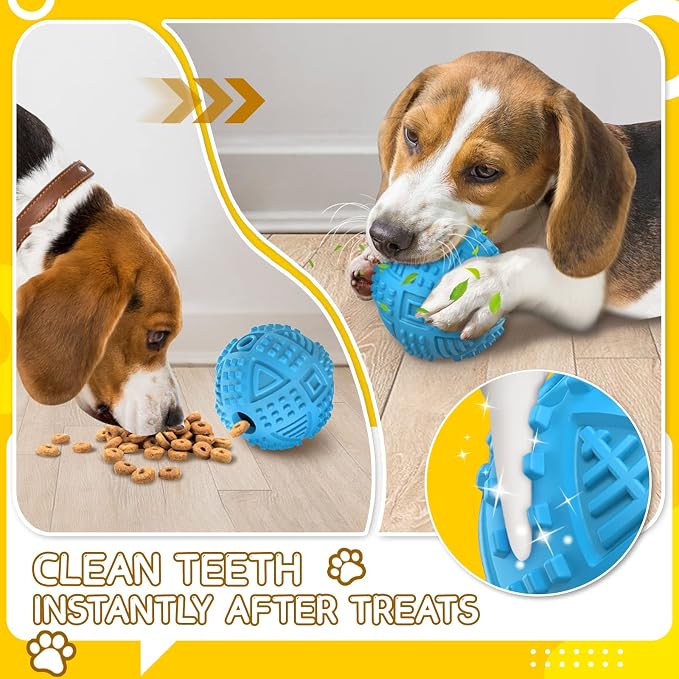 Dog Balls Treat Dispensing Dog Toys for Aggressive Chewers Large Breed | Nearly Indestructible Squeaky Puppy Chew Toys for LargeBreeds, Natural Rubber Doggie Puzzle Toys, Pet Treat Ball