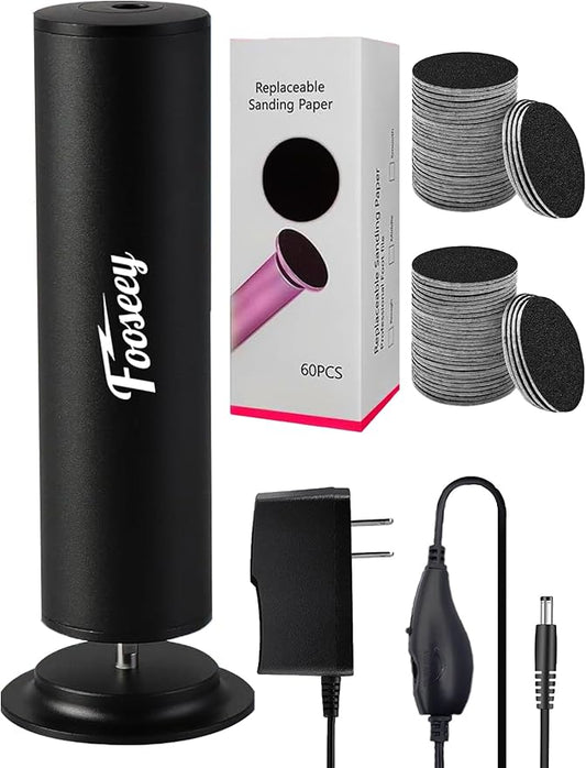 Dermave Foot Callus Remover, Professional Pedicure Tool for Feet with 60pcs Sandpaper Discs, Electric Callus Remover for Feet,Adjustable Speed Aluminum Foot File for Dead Skin, Black