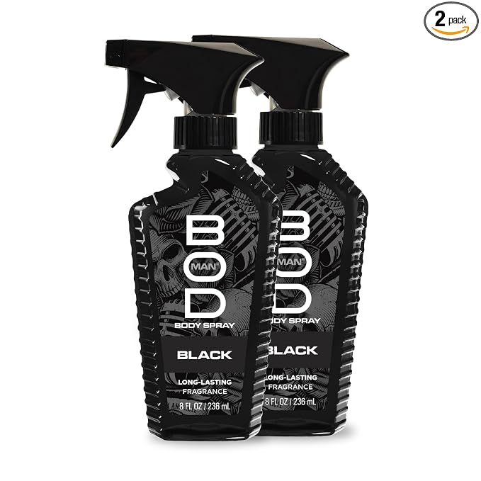 BOD man Fragrance Body Spray, Black, 8 fl oz (Pack of 2)