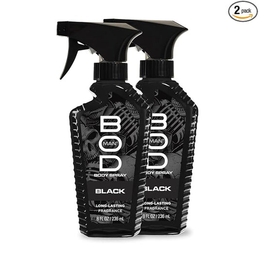 BOD man Fragrance Body Spray, Black, 8 fl oz (Pack of 2)