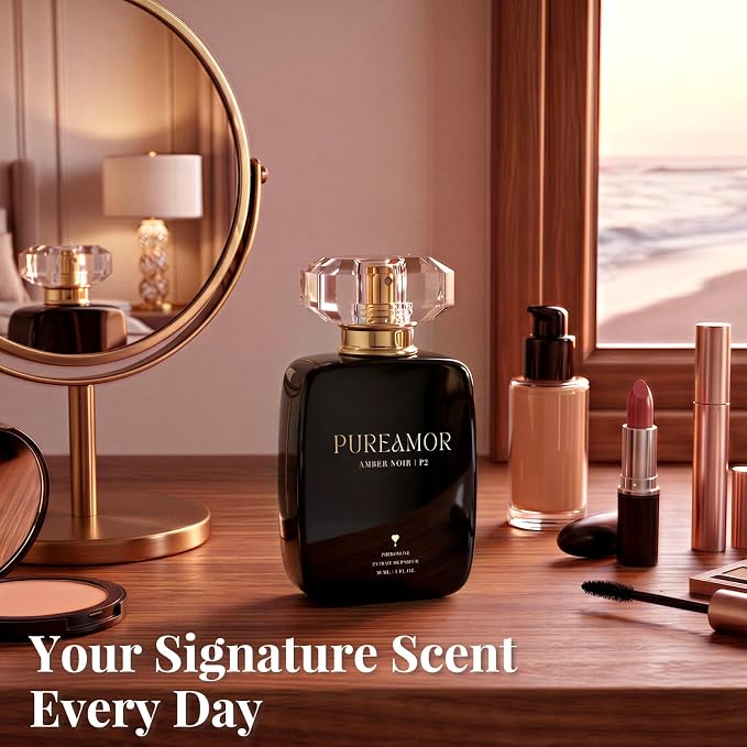 PUREAMOR Pheromone Perfume for Women, Amber Noir Extrait de Parfum Spray – Bold Gourmand Scent with Roasted Coffee, Amber & Vanilla, Long Lasting Fragrance, 1.0 oz / 30 ml