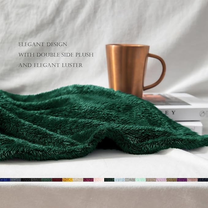 Exclusivo Mezcla Fuzzy Large Fleece Throw Blanket for Couch, Forest Green | 50x70 Inches, Super Soft and Cozy Throw, Plush Fluffy Blanket for Sofa, Bed, Bedroom, Home Decor, All Season