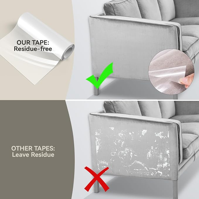 Anti Cat Scratch Furniture Protector (11.8" x 118") Single Sided | Thicken Vinyl Transparent Cat Anti Scratch Tape Flexible Couch Protector from Cat Claw Sticky Paws for Sofa, Door, Wall, Bed