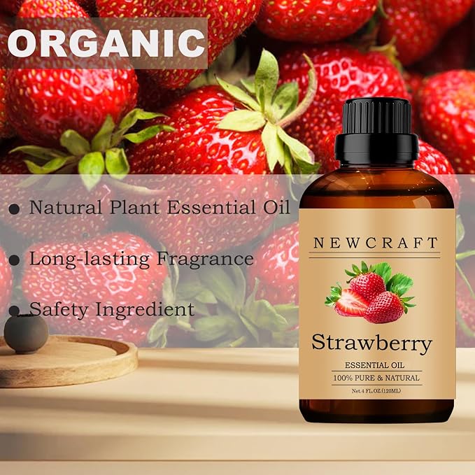 Strawberry Essential Oils 120ML 100% Pure and Natural Essential Oil with Dropper for Aromatherapy Diffuser - 4 Fl Oz/Strawberry