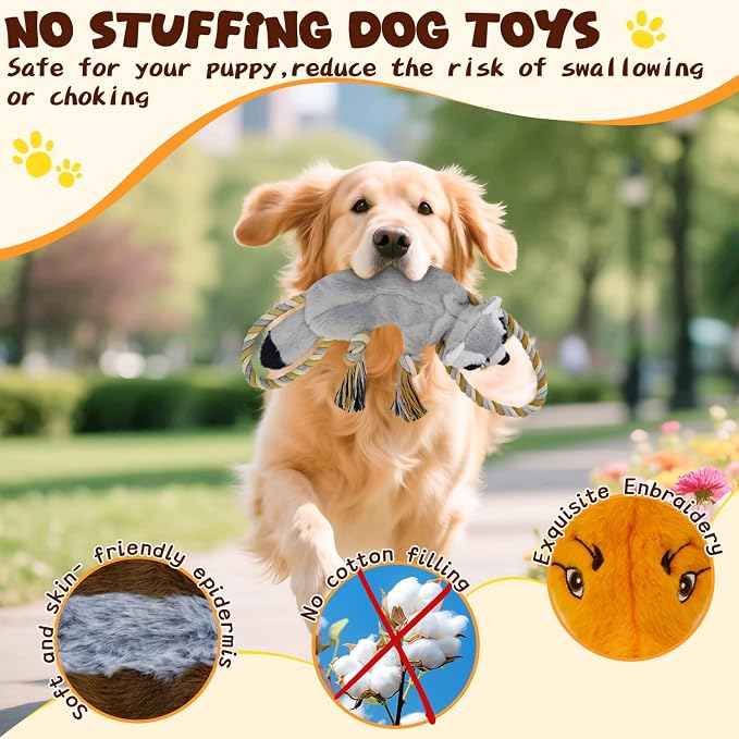 No Stuffing Rope 3-Pack Dog Toys, Chew Toys for Medium, Large Pets