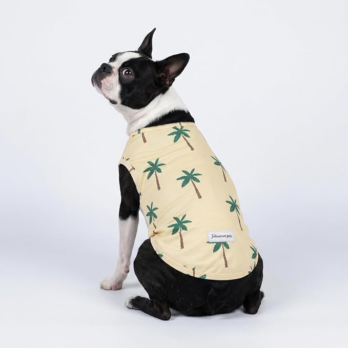 Fitwarm 2 Pack Toucan & Palm Tree UPF 50+ Sun UV Protection Dog Shirt, Lightweight Cooling Vest, Quick Dry Summer Clothes for Small Dogs Boy Girl, Pet Outfit, Green, Beige, Large