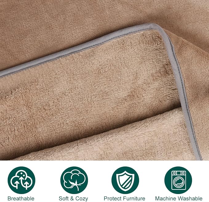 Onarway Dog Blanket Washable for Puppy: 4 Packs Dog Blankets 40”x28” | Fluffy Soft Small Throw for Cat Puppy Kitten Dogs - Fleece Pet Blankets for Bed Sofa Car and Indoor - Khaki