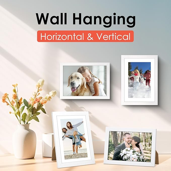 5x7 Picture Frame Set of 6, White Photo Frames Bulk with HD Plexiglass, Display Pictures 4x6 with Mat or 5x7 Without Mat, Multi Picture Frames Collage for Tabletop or Wall Display