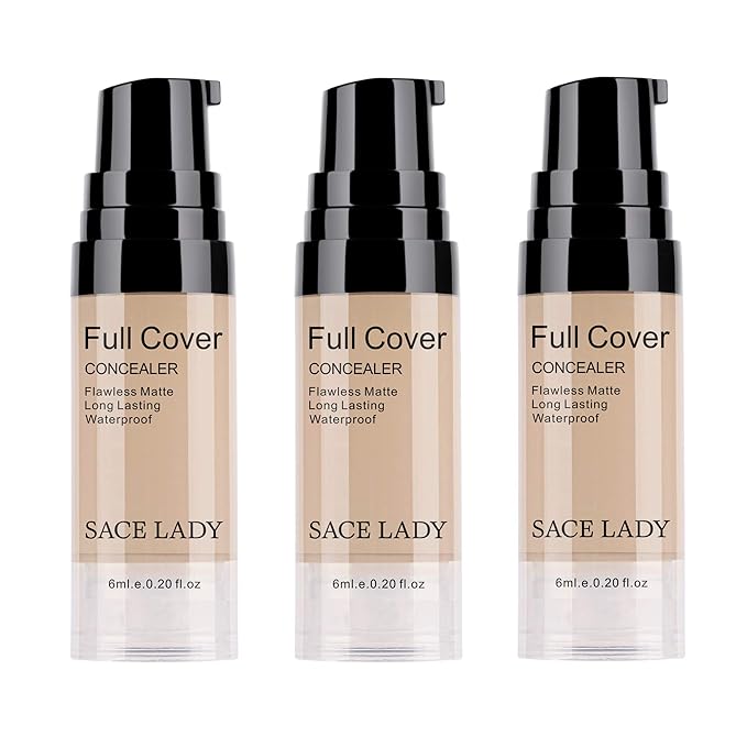 3 Pack Pro Full Cover Liquid Concealer, Waterproof Smooth Matte Flawless Finish Creamy Concealer Foundation for Eye Dark Circles Spot Face Concealer Makeup, Size: 3×6ml/0.20Fl Oz, Light Natural