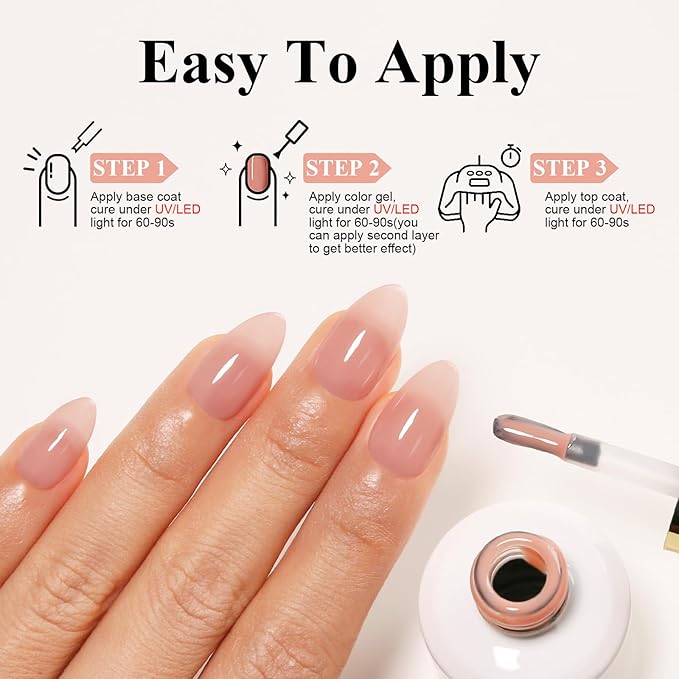 Imtiti Nude Gel Polish, 15ML Sheer Neutral Jelly Nail Polish, Translucent Spring Summer Nail Polish for Nail Art DIY Manicure