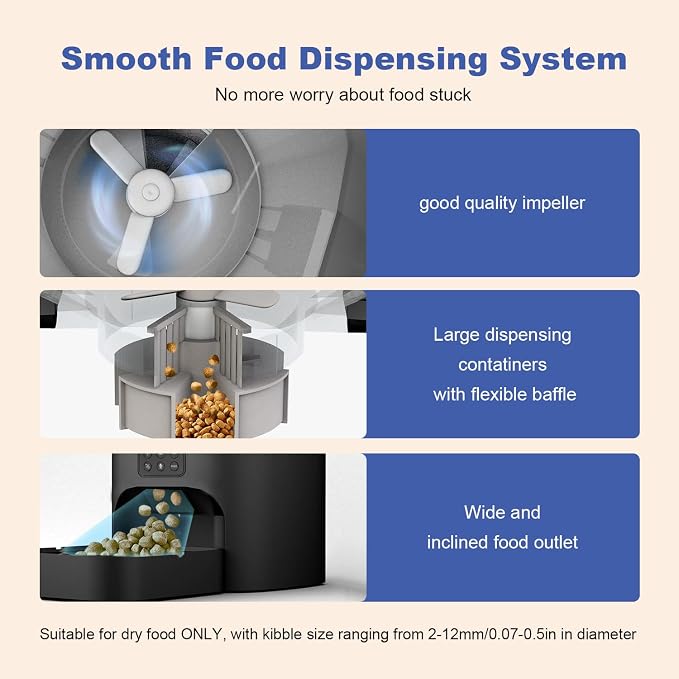 Automatic Cat Feeder, Cat Food Dispenser with 10s Voice Recorder, Pet Feeder up to 8 Meals per Day, Timed Feeder with Dry Food Sealed Ring