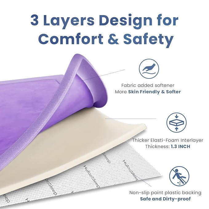 Baby Play Mat for Floor,1.3" Thick Elasti-Foam 50x50 Playpen Mat for Toddlers Infant kids,Water-Repellent Soft Coral Velvet for Tummy Time,Non-Slip Backing for Crawling,Tatami Style(Lavender)