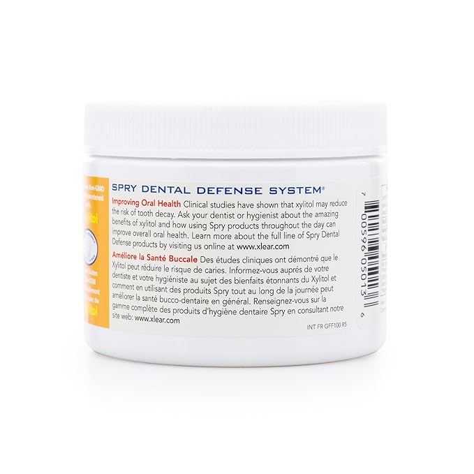 Spry Fresh Natural Xylitol Chewing Gum Dental Defense System - Aspartame-Free, Sugar-Free, Non-GMO, Gluten-Free (Fresh Fruit, 100 Count - Pack of 2)