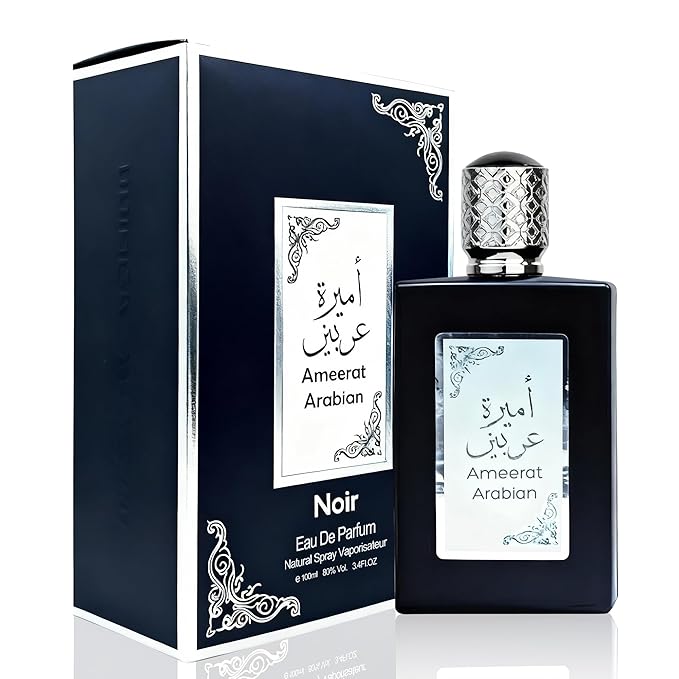 AFLUXE Men’s Eau de Parfum Ameerat Arabian Noir, Fresh Spicy Woody Cologne for Men with Mint, Cardamom & Amber Notes, Long Lasting Masculine Fragrance, Natural Spray, 3.4 Fl Oz (100ml)
