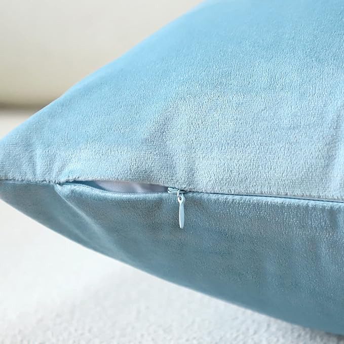 Artscope Luxury Velvet Pillow Covers Super Soft Decorative Square Throw Pillow Covers Case Cushion Covers for Sofa Couch Bedroom Car Decor 12x20 Inch Light Blue